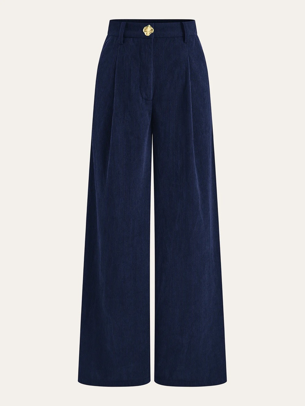 Commense Wide Leg Corduroy Wide Leg Trousers in Navy